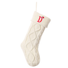 18" Personalized Initial Monogram Christmas Stockings, Ivory – Compatible with Fireplace & Home Decor, Embroidered
