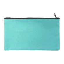 Summer Deal! Colored Zippered Canvas Pencil Case 12x21cm, Green Cloth, Black Pull, Colorful Zipper – Student Storage, Travel Cosmetic & Makeup Bag
