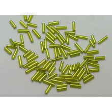 2000 Glasröhrchen-Stiftperlen 2 x 7 mm, silbergefüttert + Aufbewahrungsbox für Schmuckherstellung – gelb silbergefüttert