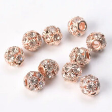 10 stk. runde krystalkugler guld/sølv 8 mm 10 mm 12 mm løse metalafstandsperler - rosaguld - 10 mm