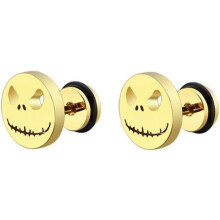 Stainless Steel Gothic Skull Cut Face Coktail Party Halloween Biker Stud Earrings