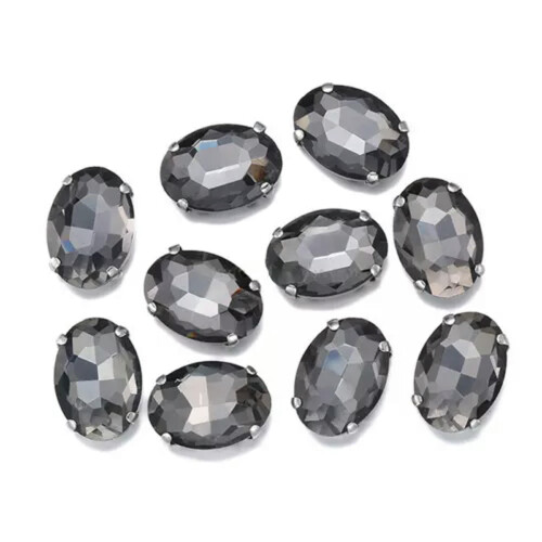 10 τεμάχια χάντρες με στρας και οβάλ κρυστάλλινες επίπεδες χάντρες με χρυσή πλάτη