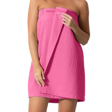 Wrap Towel for Women Cozy Waffle Knit Robe Lightweight Spa Bath Wrap Terry Cloth Robe with Velcro Fastener (M)