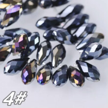Tropfenförmig facettiertes Kristallglas 12x6mm 16x8mm 20x10mm 25x12mm Lose Anhängerperlen - 4# Schwarz AB - 16x8mm (20 Stück)
