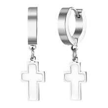 Cross Hoop Earrings with Hinged Dangle Unisex Punk Style