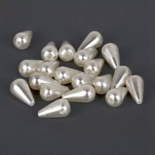 Tropfenförmige Imitationsperlen aus Kunststoff, 6 x 10 mm, 6 x 14 mm, 8 x 14 mm, lose, beige