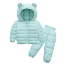 2 Piece Toddler Winter Coats and Matching Pants Lightweight Puffer Padded Jacket Clothing Set Snowsuit Ski Suit Light Green 9-12 Months