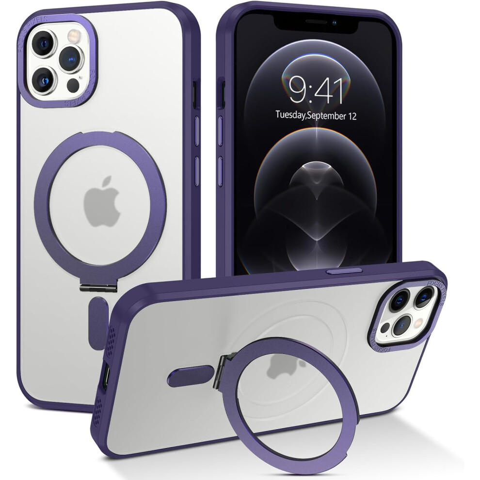 Magnetic Case For Iphone 12 Pro Max – Slim, Shockproof, Magsafe-Compatible With Invisible Kickstand, Purple 9165521879182
