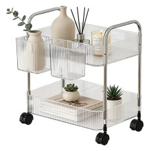 Acrylic Multi-layer Snack Trolley with Lockable Wheels, Compatible with Office, Home, Kitchen, Makeup, Laundry, Bathroom, Dorm, Bedroom, Pantry,