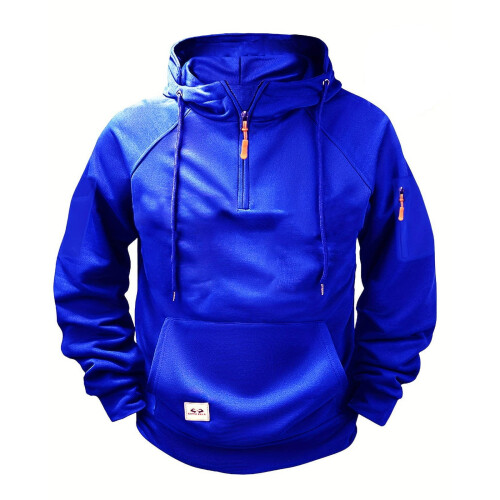 Moletom masculino com capuz SYMOID, liso, para outono e inverno, com bolso e zíper.