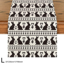 Chemin de table noir de Pâques 108 x 13 pouces, motif lapins, décoration de table pour la cuisine et les fêtes de printemps, intérieur et