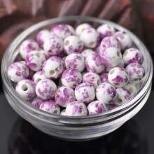 10 Stück runde, 8 mm, 10 mm, 12 mm große, bunte Keramik-Porzellanperlen mit Blumenmuster – 135#-8 mm
