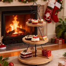 3-Tier Wooden Cupcake Stand for Desserts, Cookies, Candy – Compatible with Home, Tea Party, Wedding, Farmhouse & Christmas Decor