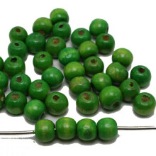 200 runde Holzperlen (10 mm) ~ Farbe der Holzperlen wählbar: Grün