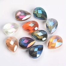 5 stk. 18x13mm24x17mm flade dråbeformede facetslebne krystalglas løse perler gør-det-selv smykker - 24x17mm - tilfældigt blandet