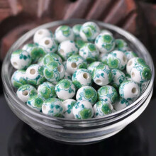 10 sztuk okrągłych, 8 mm, 10 mm, 12 mm, kolorowych, kwiatowych wzorów, luźnych ceramicznych, porcelanowych koralików - 104# - 8 mm