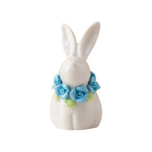 Ornement floral en céramique fait main, adorable décoration de bureau, artisanat créatif pincé à la main, mignon lapin en céramique sculpté à