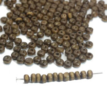 1000 mini perles rondes en bois de 4 mm ~ Perles d'espacement en bois de couleurs variées - Café clair