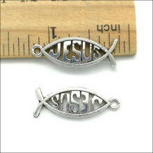 8/20/100 stuks Jezusvis antieke zilveren bedeltjes hangers sieraden maken DIY27*9mm-8 stuks