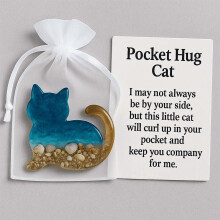 Pocket Hug Teckel Token met Kaartje – Handgemaakt Oceaan & Zand Design, Een Mooi Cadeau voor Vrienden en Familie op Verre