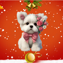 Pendentif couronne de Noël en forme de chien de ferme blanche – Décoration acrylique pour voiture et sapin de Noël, compatible avec les fêtes