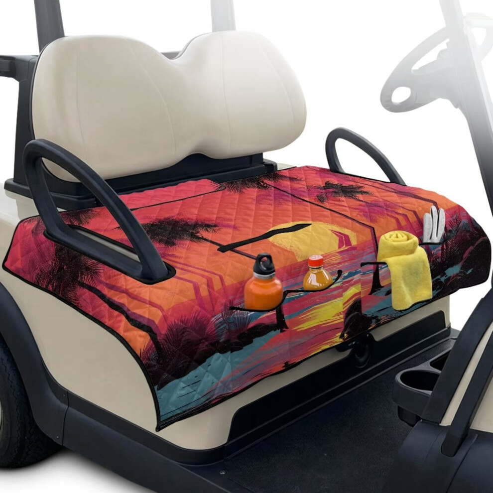 Universal Golf Cart Seat Covers W/ 4 Pockets Â Hawaiian Sunset Palm Trees Design, Compatible With Club Car Ds/Precedent, Ezgo Txt/Rxv 9422877531141