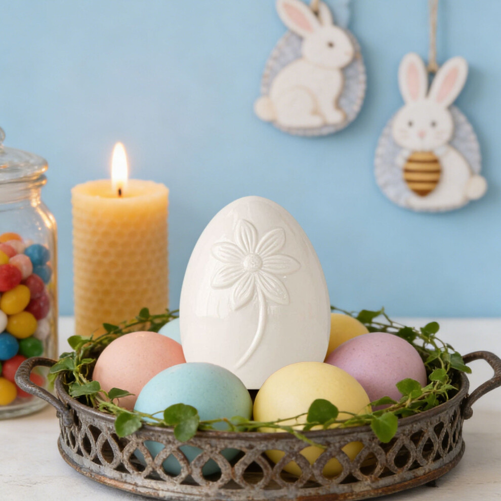 Ceramic Easter Nesting Egg Decoration