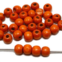 200 perles rondes en bois de 10 mm ~ Couleur au choix : orange