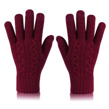 Handschoenen Wanten Antislip Touchscreen Handschoenen Dames Winter Gebreide Warme Handschoenen Dames Felroze + One size