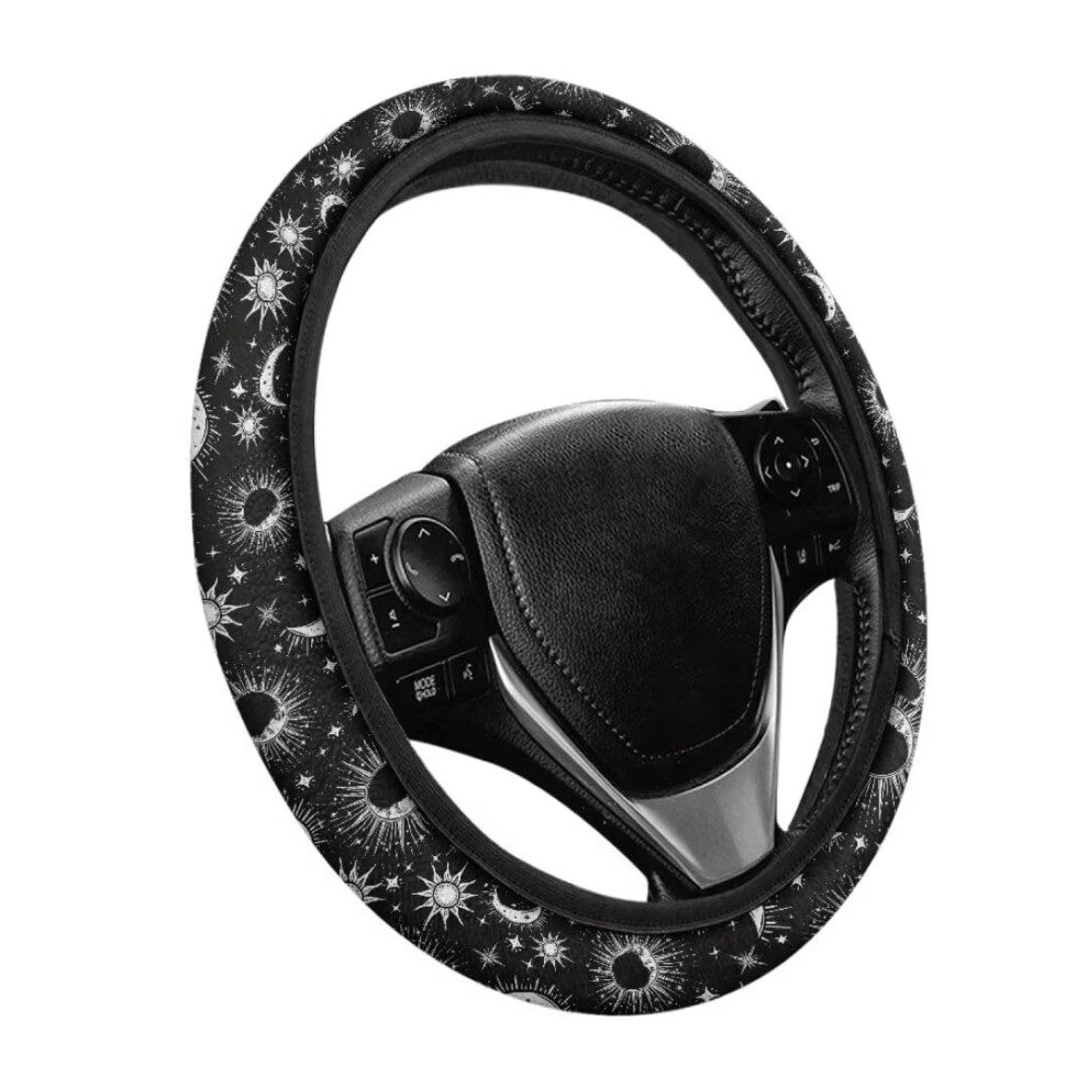 Gothic Moon Fuzzy 15" Steering Wheel Cover Â Non-Slip Winter Car Wheel Protector For Women, Compatible With Most Cars 9422877531080