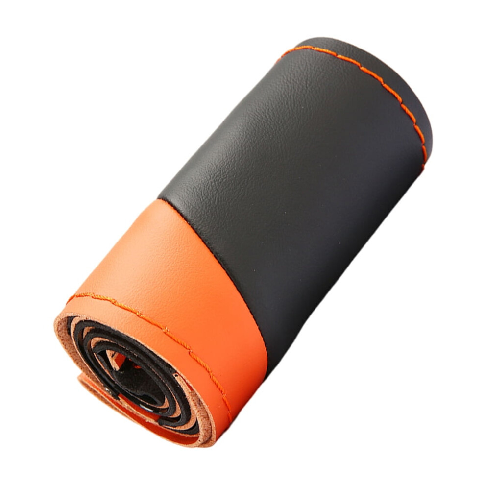 Hand-Sewn Soft Breathable Leather Steering Wheel Cover, 38Cm, Compatible With Universal Car Interiors Orange 9165521880409