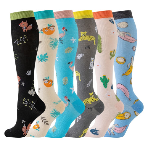 Women's Compression Socks Knee High 6 Pairs S/M 30 mmHg