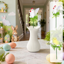 Easter floral picks plush chick rooster nest eggs