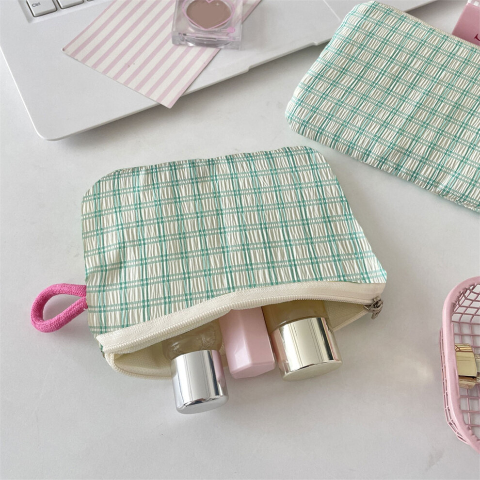 Woolen Knitted Cosmetic Bag, Striped Color-Blocked Coin Purse for Travel & Makeup â Portable Zippered Pouch, Easy to Clean