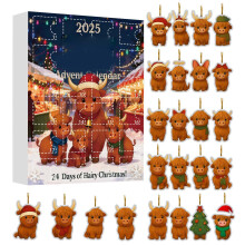 Calendrier de l'Avent Adorable24-Day West Highland Bull – Ornements 2D en acrylique pour sapin, portes, murs et voitures. Compatible avec la