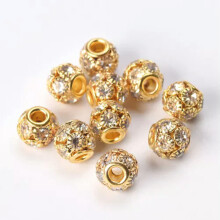 10 stk. runde krystalkugler guld/sølv 8 mm 10 mm 12 mm løse metalafstandsperler - guld - 8 mm