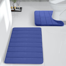 Ensemble de tapis de bain en mousse à mémoire de forme, 2 pièces, antidérapant, absorbant l'eau, lavable en machine – Compatible avec les