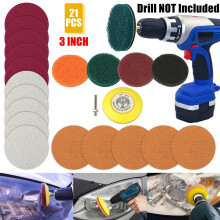 21pcs 3\" Car Headlight Polishing Scouring Pad Auto Restoration Kit For Drill