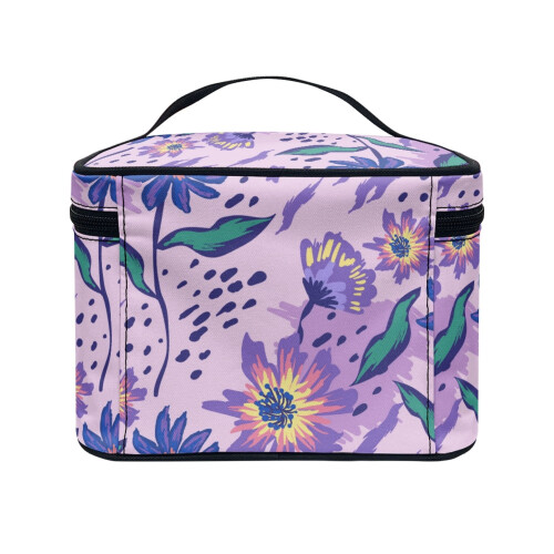 Lilla Blomster Makeup Rejsetui Polyester med Børste 2