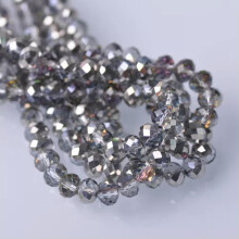 Lot de perles d'espacement en verre cristal facettées rondelles de 3 mm, 4 mm, 6 mm, 8 mm, 10 mm et 12 mm (123) - Rose argentée - 8 x 6 mm (30