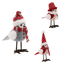 Statuette di uccellini natalizi in peluche, ornamento festivo, 1 pezzo