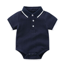 Body infantil unissex de algodão macio, azul-marinho, tamanho 12-18 meses.