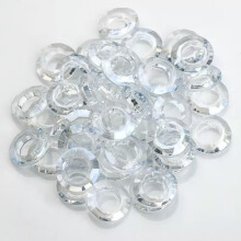 50 Stück 8 mm/10 mm runde, facettierte Kristallglasperlen mit Mittelloch, lose, hellgraublaue Farbe, 10 mm