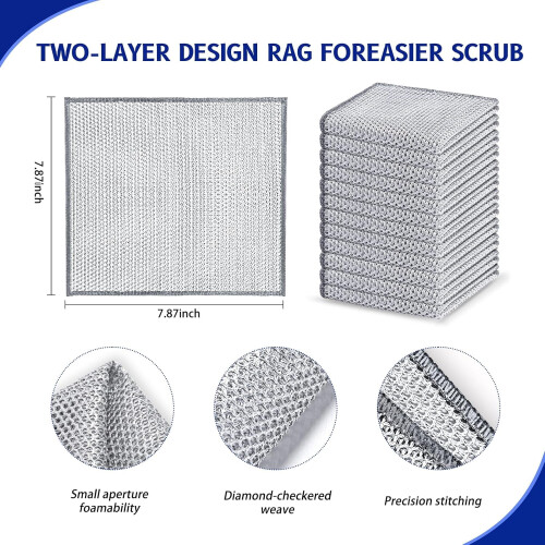 Wire Dishwashing Rag Reusable 12 pcs 7.87" x 7.87" 1