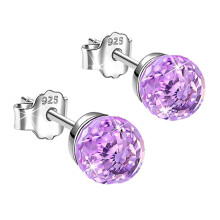 925 Sterling Silver Cubic Zirconia Stud Earrings for Women – Hypoallergenic, Dainty Jewelry Gifts (Purple, One Size) – Compatible with Sensitive