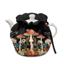 Mushroom Teapot Cozy with Elastic Band & Drawstring – Dustproof, Sturdy Tea/Coffee Pot Cover for Home, Kitchen, Garden – Decorative