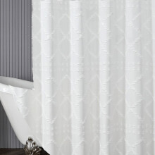 Rideau de douche imperméable en polyester à motif floral amélioré, tissu de qualité supérieure pour salle de bain d'hôtel, taille M.