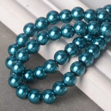 4 mm/6 mm/8 mm runde Perlen aus Glas, lose DIY-Abstandshalter, Großhandelspackung – Pfauenblau – 8 mm
