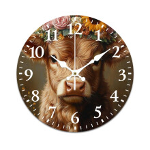 Modern Cow Garland Wall Clock – Vintage, Silent, Battery-Powered, Compatible with Home, Living Room, Kitchen & Office
