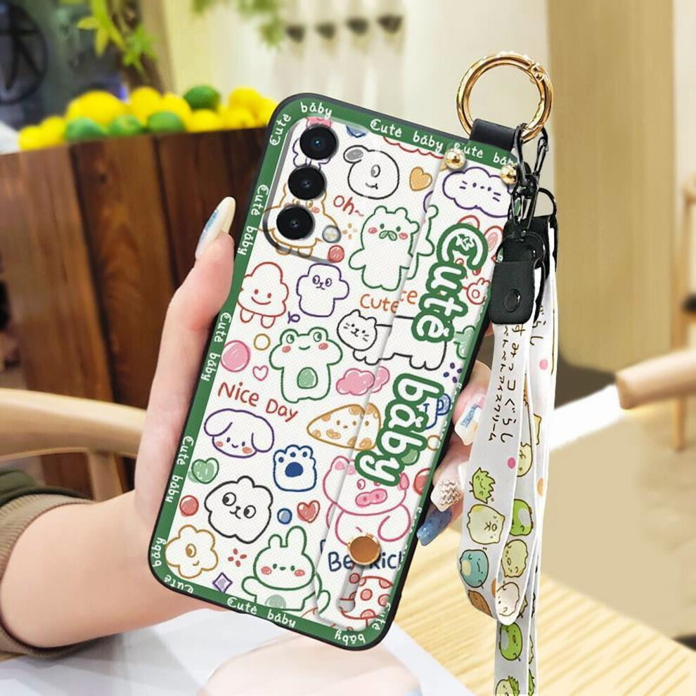 Phone Case Compatible With Oneplus Nord N200 5G Â Cartoon Wrist Strap, Kickstand, Shockproof, Dirt-Resistant, Soft Anti-Knock Case With Ring & 9377112621586